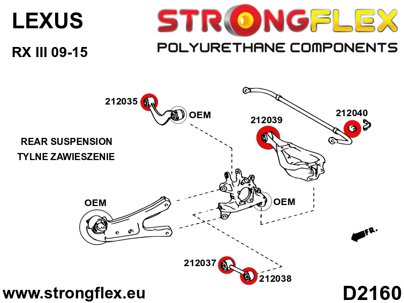 216275A: Rear suspension bush kit SPORT