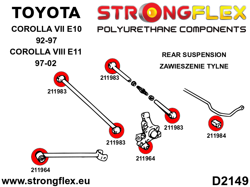 216276A: Rear suspension bush kit SPORT