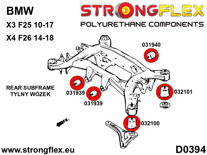 036104A: Rear subframe bush kit SPORT