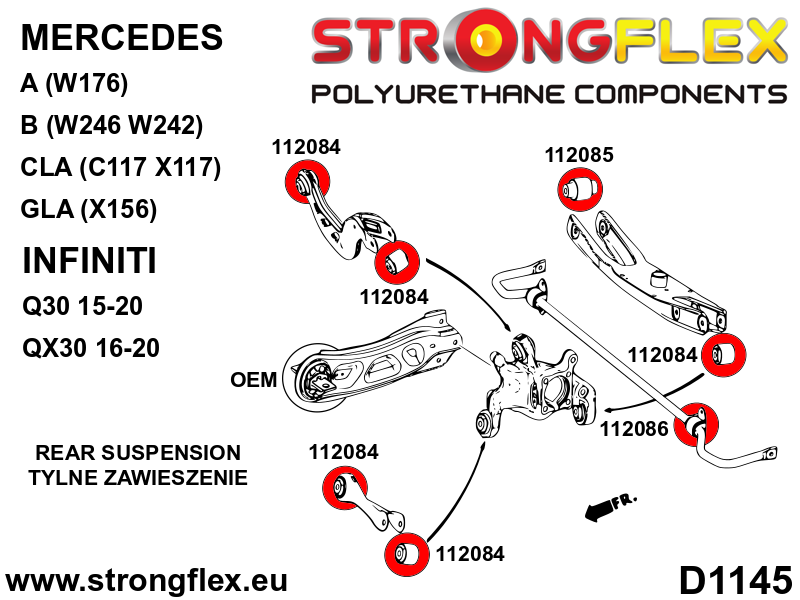 116281A: Rear suspension bush kit SPORT