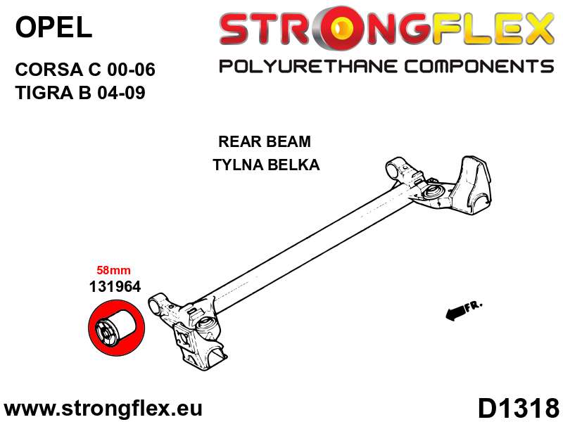 131964A: Rear beam bush 58mm SPORT