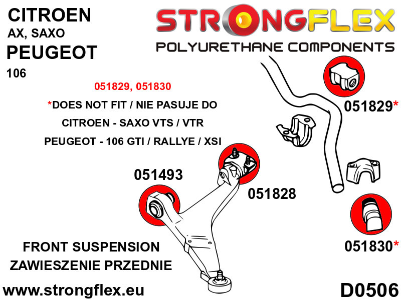 056003A: Front suspension bush kit SPORT