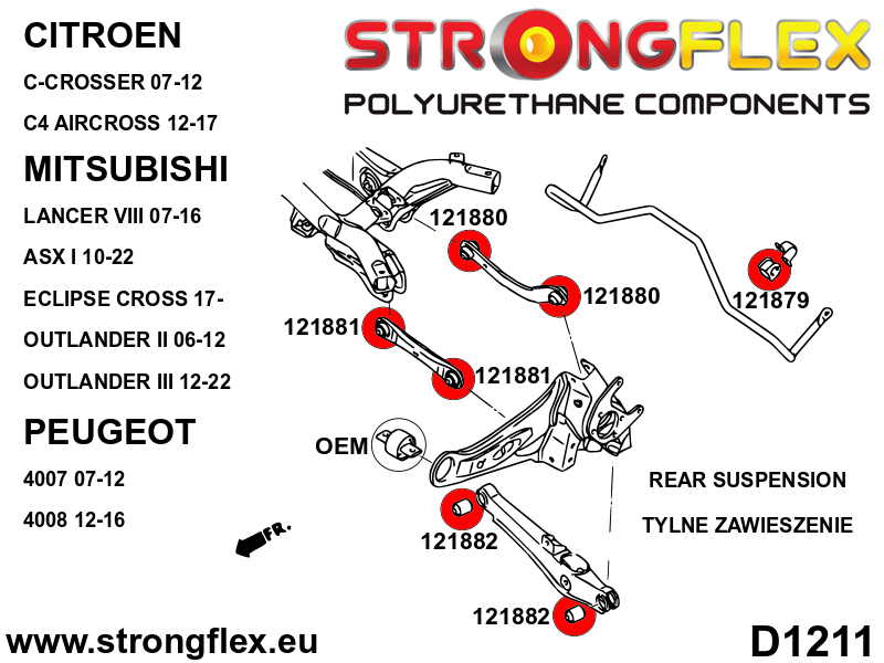 126147A: Rear suspension bush kit SPORT