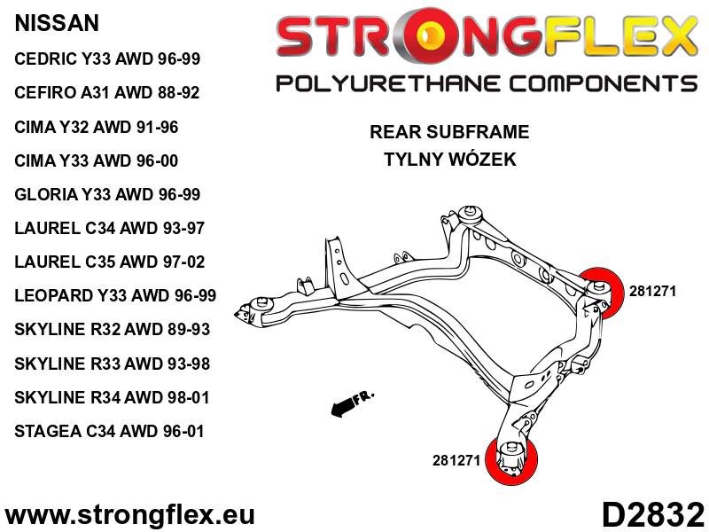 286205A: Rear subframe bush kit AWD SPORT