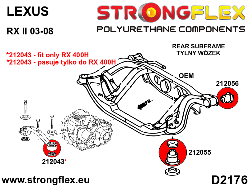 216287A: Rear subframe bush kit SPORT