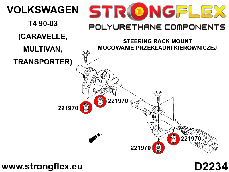 221970A: Steering rack bush SPORT