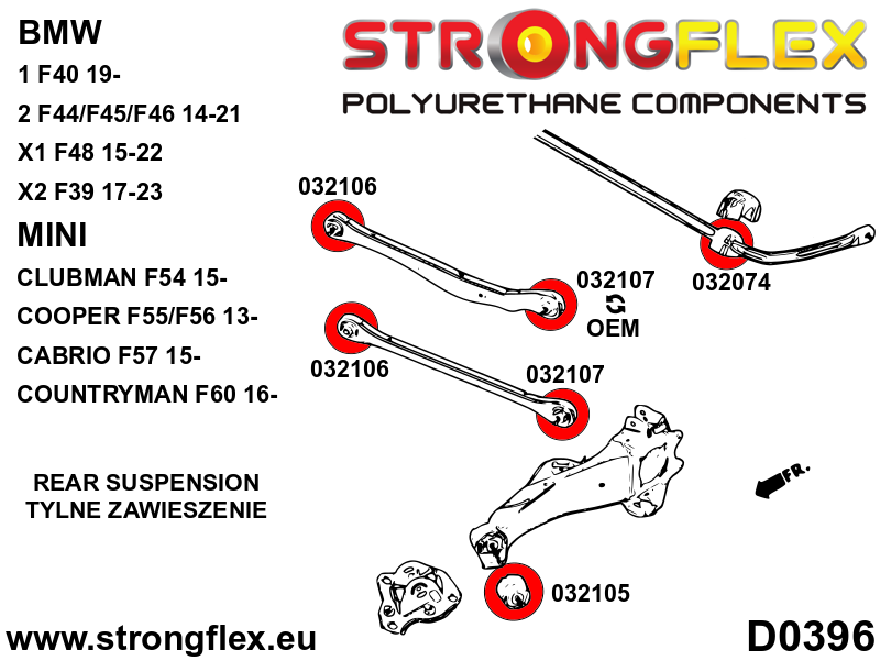 036109A: Rear suspension bush kit SPORT