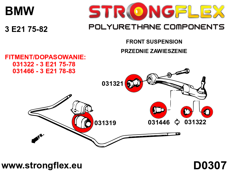 036128A: Front suspension bush kit SPORT