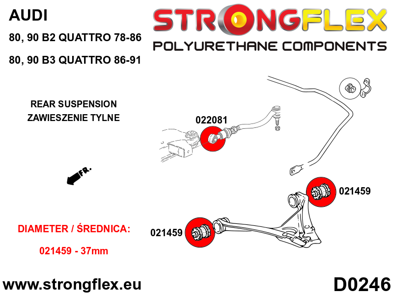 026284A: Rear suspension bush kit SPORT