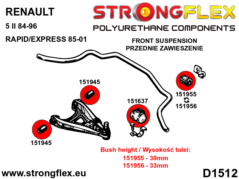 151955A: Front anti roll bar bush SPORT