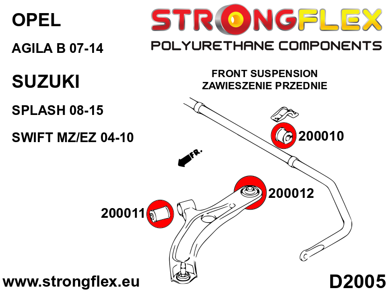 206168A: Front suspension and ream beam bush kit SPORT