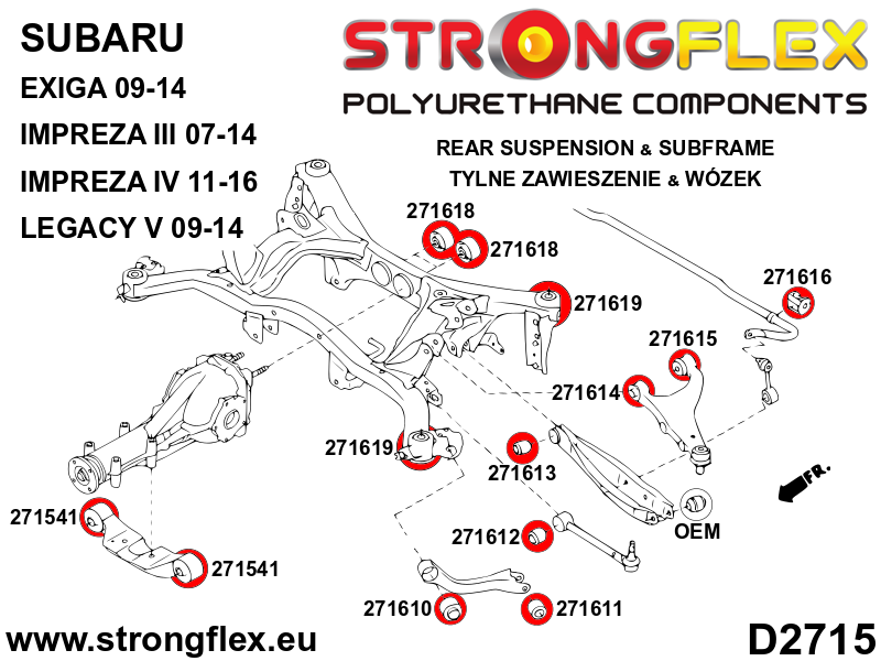 276244A: Rear subframe bush kit SPORT