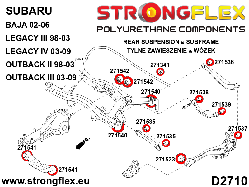 276246A: Rear subframe bush kit SPORT