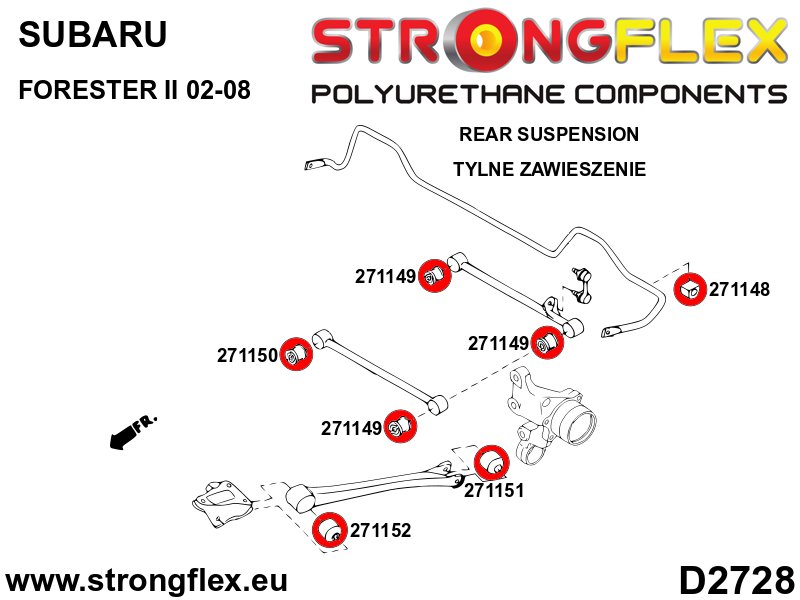 276253B: Rear suspension bush kit