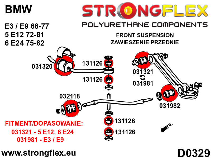 036134B: Full suspension polyurethane bush kit