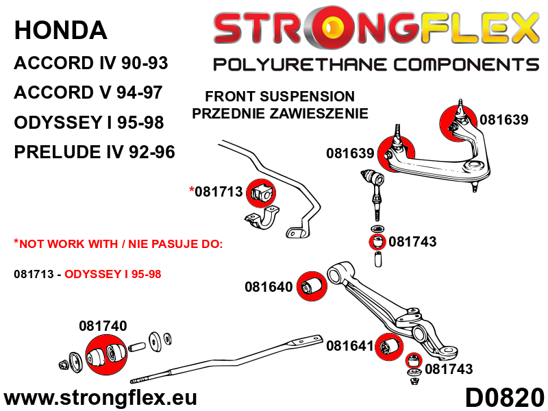 086205A: Suspension polyurethane bush kit SPORT