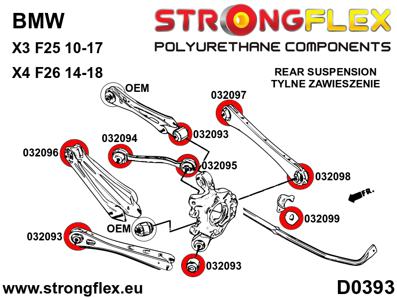 036102A: Rear suspension bush kit SPORT