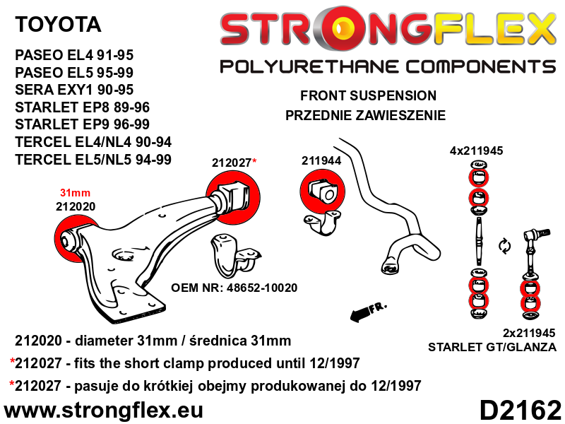 212027A: Front control arm – rear bush SPORT