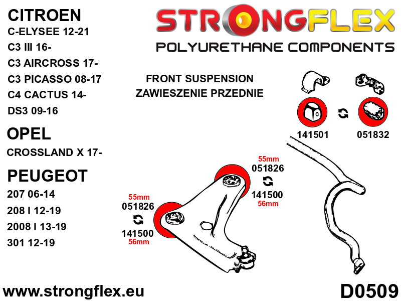 051832A: Front anti roll bar bush SPORT