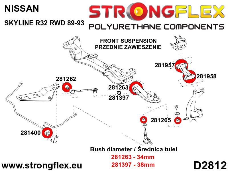 281262A: Front lower radius arm to chassis bush SPORT