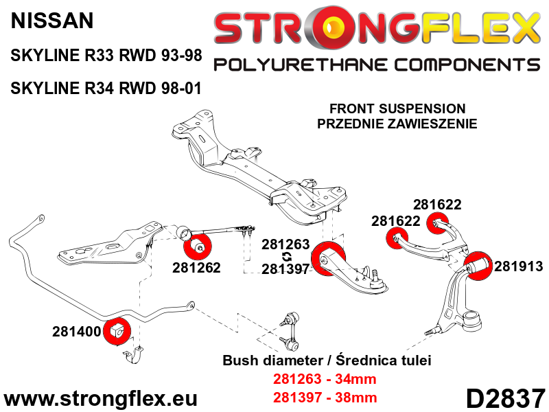 281262B: Front lower radius arm to chassis bush