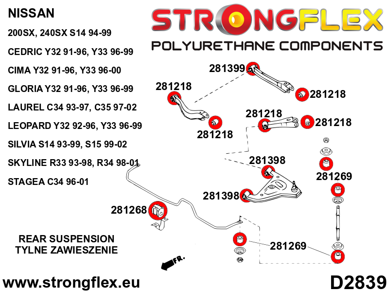 286217A: Full suspension bush kit R33 R34 RWD SPORT