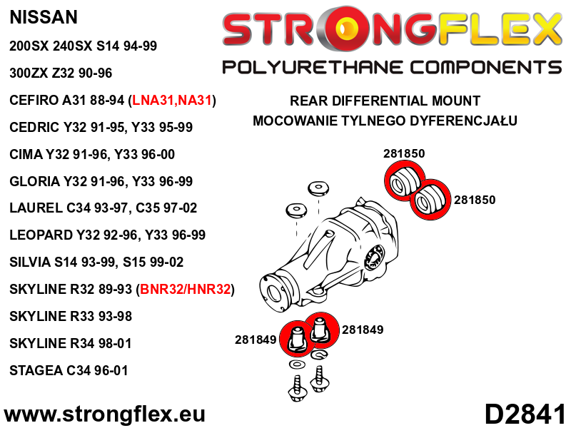 286204B: Full suspension bush kit R33 R34 AWD