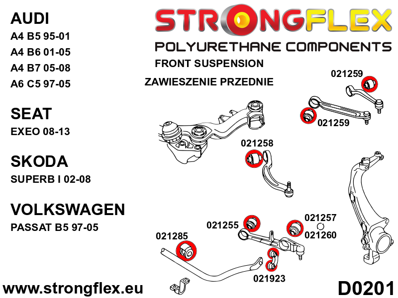 026278A: Front suspension and ream beam bush kit SPORT