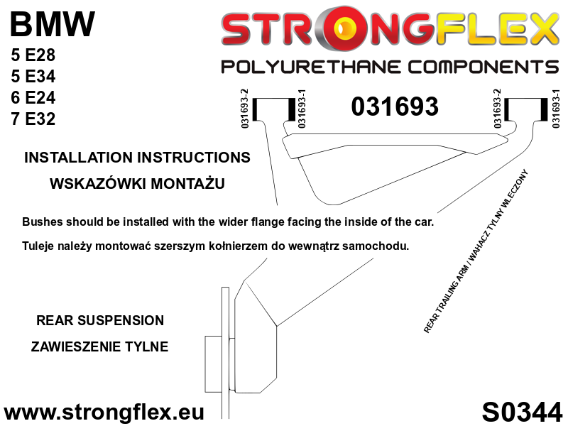 036124A: Rear suspension bush kit SPORT