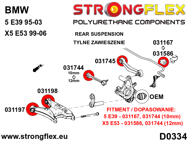 036130A: Rear suspension bush kit SPORT