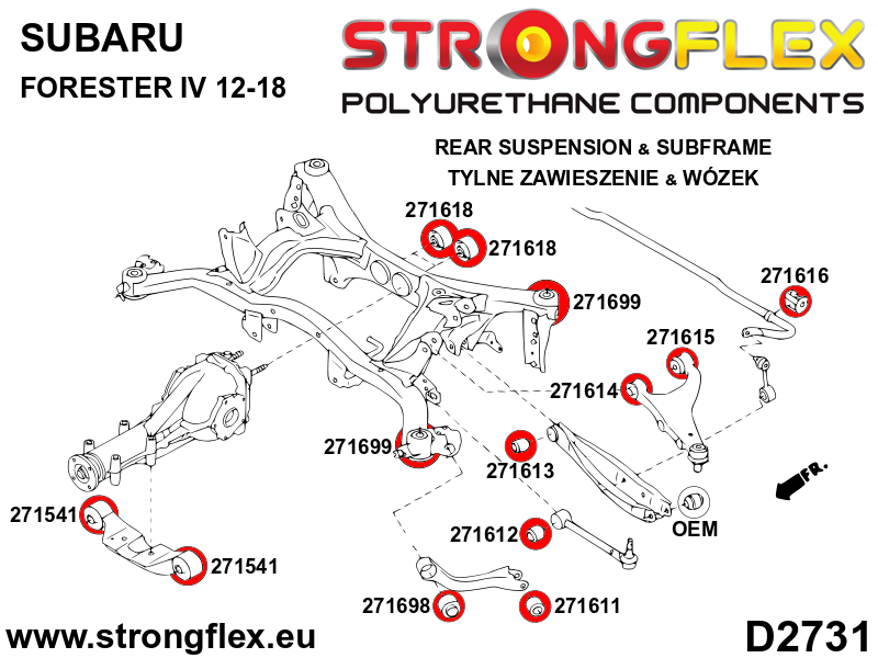 276243A: Rear subframe bush kit SPORT