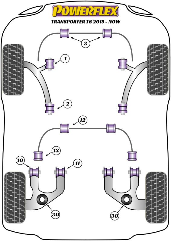 Voorste stabilisatorstangbus 24 mm Transporter Models, straat