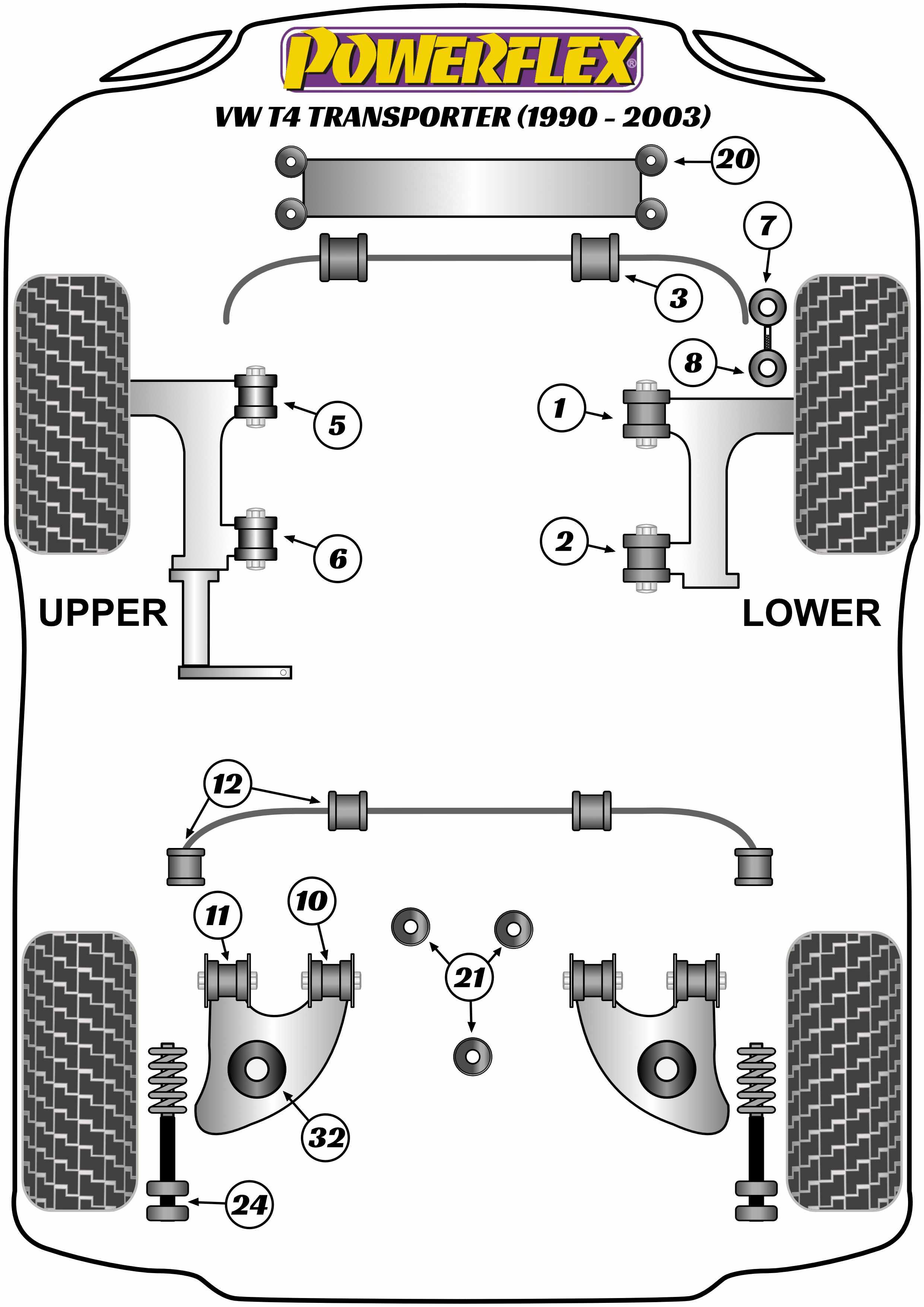 Rear Spring Pad 13mm Set of 4 Transporter Models, road