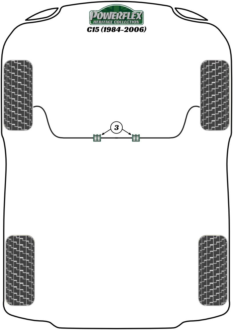 Voorste veerpoot topgemonteerde bus C15, 205 GTi, 309 inc GTI, black