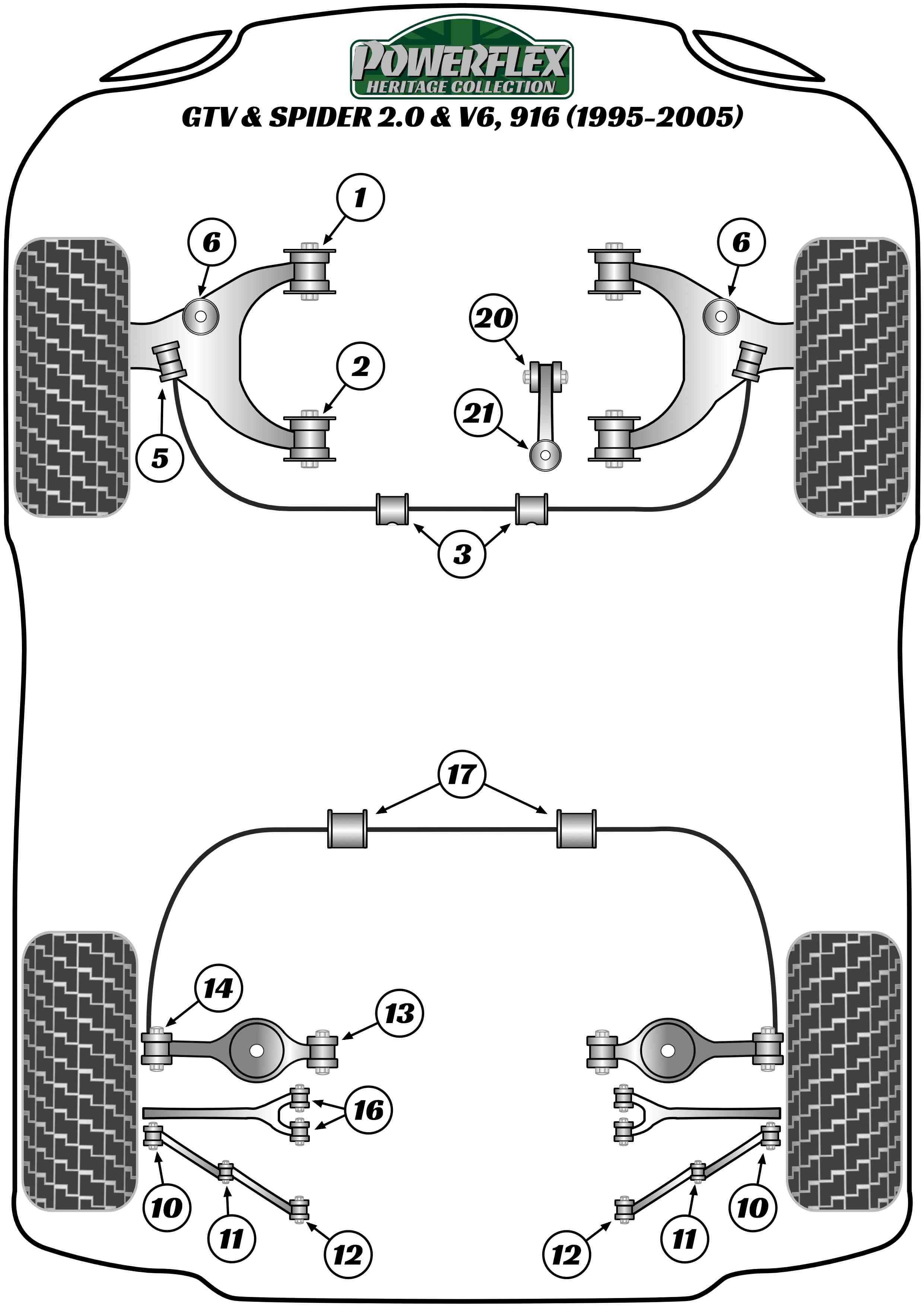 Voorste stabilisatorstang om stangbus te verbinden GTV & Spider 916 2.0 & V6, straat