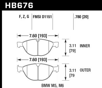 HB676B.780 - Hawk HPS 5.0 front Brake Pads E6x M5 M6